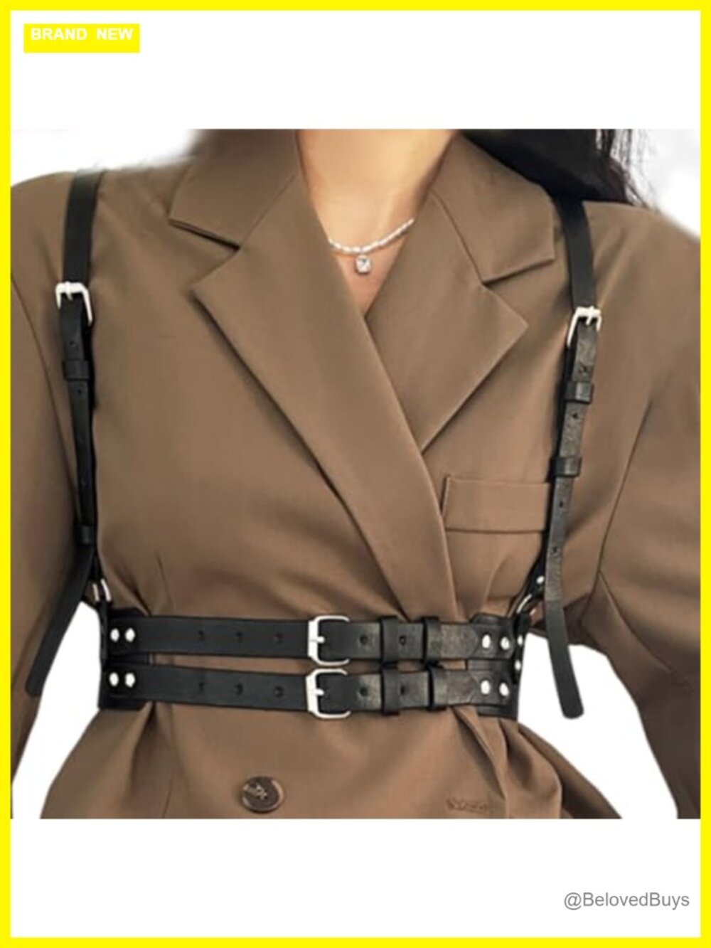Women's Gothic Punk PU Leather Body Harness Belt Adjustable Waist Accessory